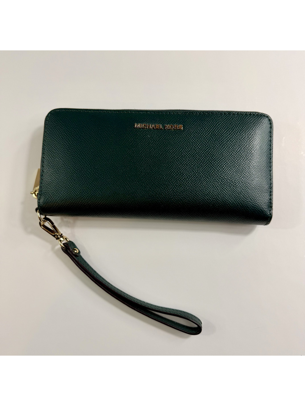 Green Michael Kors Pebbled Leather Wristlet